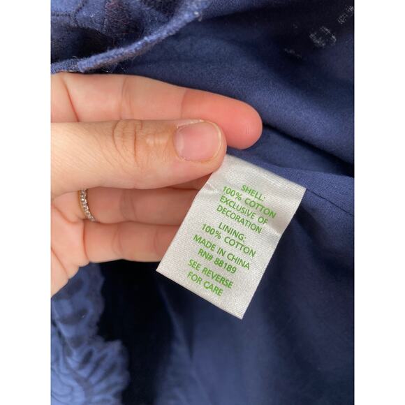 Lilly Pulitzer 13942 Shana Navy Blue Floral Eyelet Embroidered Dress Size 0 - Picture 5 of 6